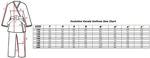 size-chart-karate-uniform